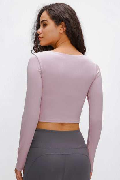 Long Sleeve Cropped Top With Sports Strap - DunbiBeauty, LLC