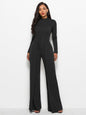 Long Sleeve Mock Neck Wide Leg Jumpsuit - DunbiBeauty, LLC