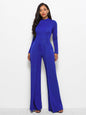 Long Sleeve Mock Neck Wide Leg Jumpsuit - DunbiBeauty, LLC