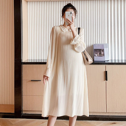 Long Sleeved Loose Chiffon Maternity Dress - DunbiBeauty, LLC