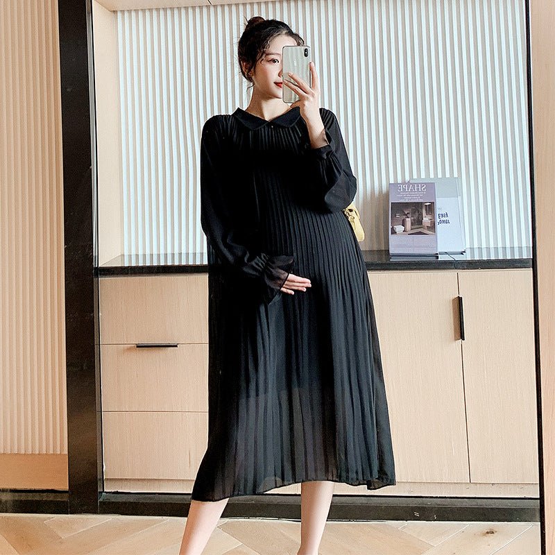 Long Sleeved Loose Chiffon Maternity Dress - DunbiBeauty, LLC