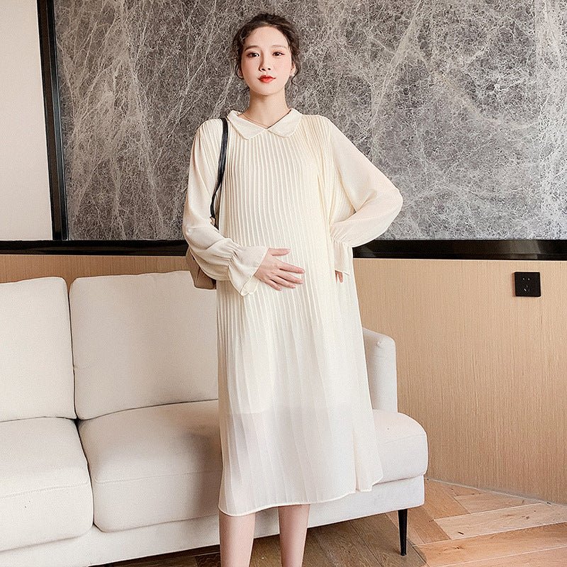 Long Sleeved Loose Chiffon Maternity Dress - DunbiBeauty, LLC