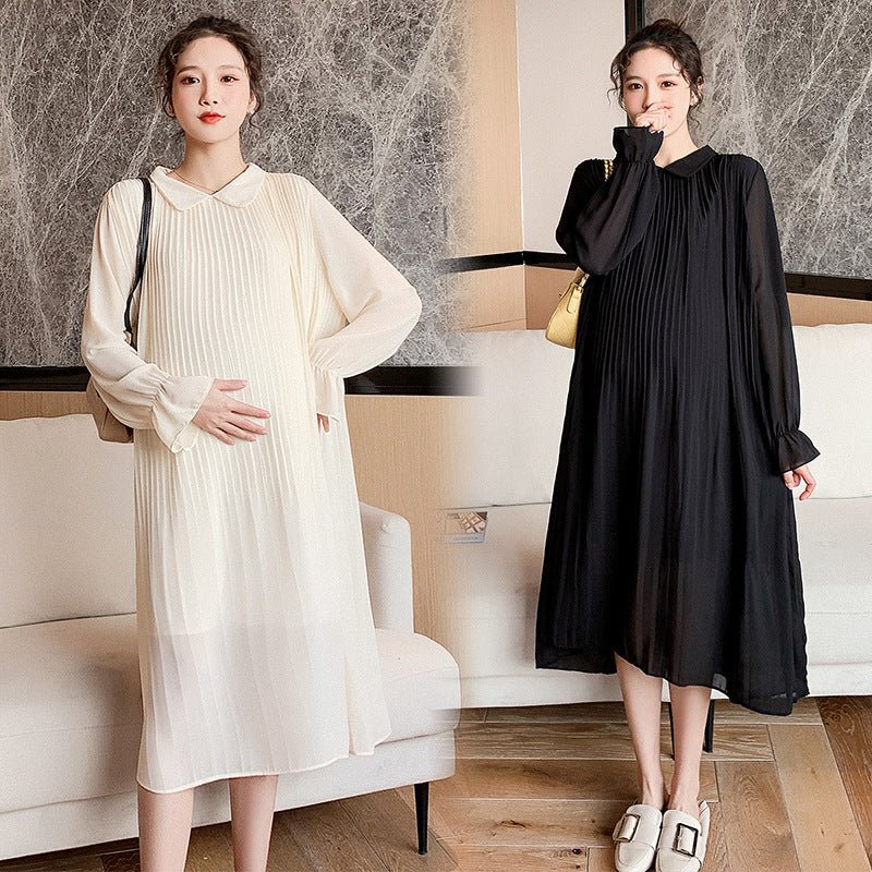 Long Sleeved Loose Chiffon Maternity Dress - DunbiBeauty, LLC