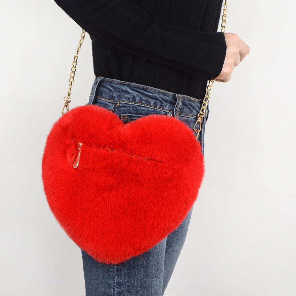 Love Bags For Women Plush Chain Shoulder Bags Valentine's Day Party Bag - DunbiBeauty, LLC