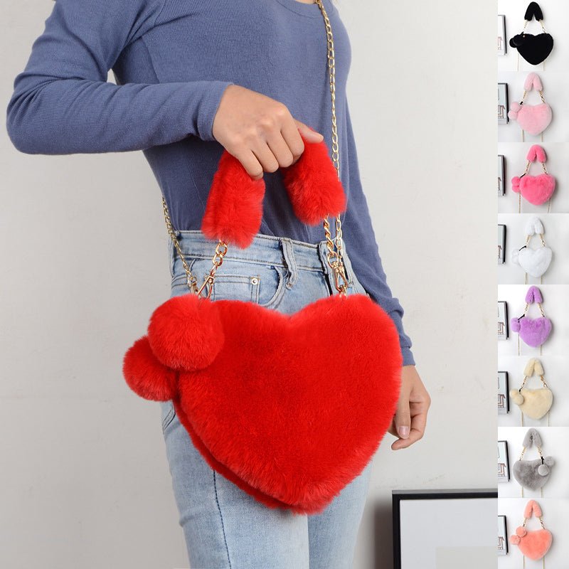 Love Bags Soft Plush Handbags Women Valentine's Day Party Bag - DunbiBeauty, LLC