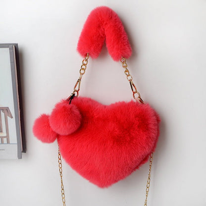 Love Bags Soft Plush Handbags Women Valentine's Day Party Bag - DunbiBeauty, LLC