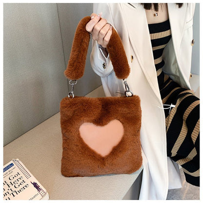 Love Handbags Winter Plush Shoulder Bags For Women - DunbiBeauty, LLC