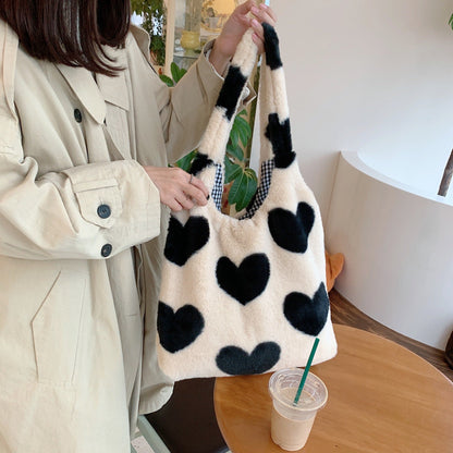 Love Heart Shoulder Bags Double Side Used Winter Underarm Bag Women - DunbiBeauty, LLC