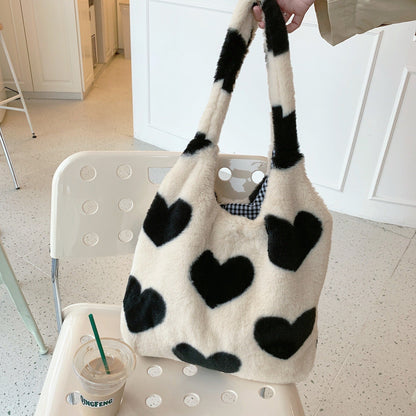 Love Heart Shoulder Bags Double Side Used Winter Underarm Bag Women - DunbiBeauty, LLC