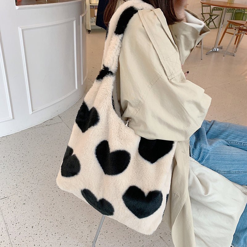 Love Heart Shoulder Bags Double Side Used Winter Underarm Bag Women - DunbiBeauty, LLC