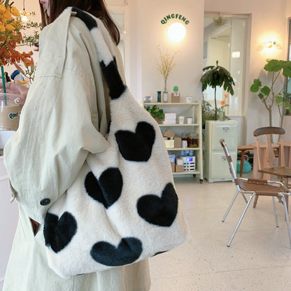 Love Heart Shoulder Bags Double Side Used Winter Underarm Bag Women - DunbiBeauty, LLC