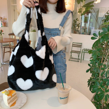 Love Heart Shoulder Bags Double Side Used Winter Underarm Bag Women - DunbiBeauty, LLC