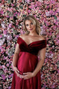 Low Shoulder Maternity Dress for Pregnancy Photo Shoot - DunbiBeauty, LLC