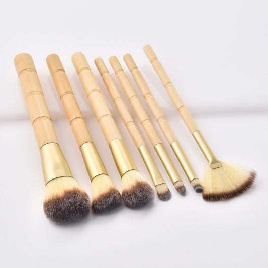 Makeup Brushes with Wood Handles 7 Pieces - DunbiBeauty, LLC