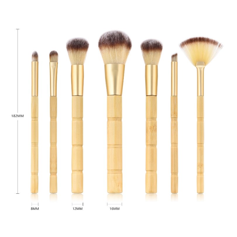 Makeup Brushes with Wood Handles 7 Pieces - DunbiBeauty, LLC