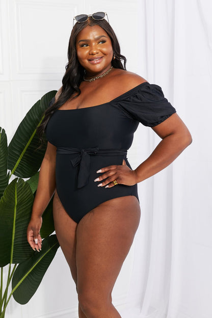 Marina West Swim Salty Air Puff Sleeve One-Piece in Black - DunbiBeauty, LLC