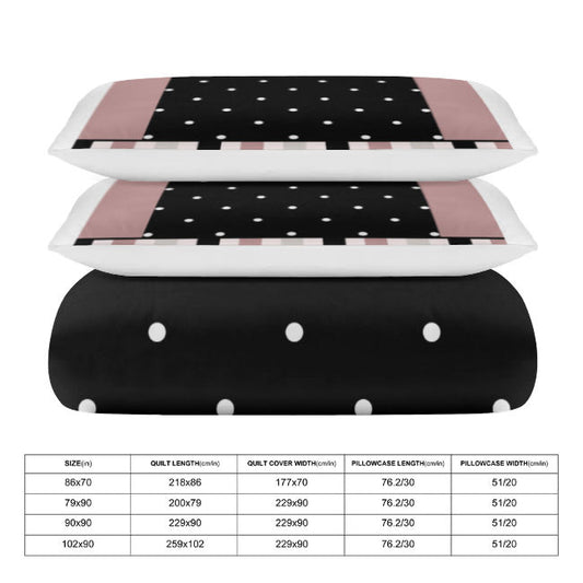 Polka Dot Stripe 3-Piece Bedding Set (1 Duvet Cover + 2 Pillowcase) SupDropshipping