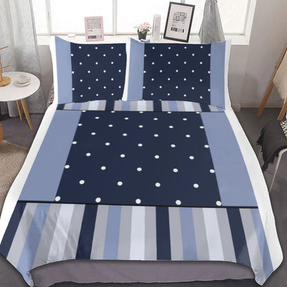 Polka Dot Stripe 3-Piece Bedding Set (1 Duvet Cover + 2 Pillowcase) SupDropshipping