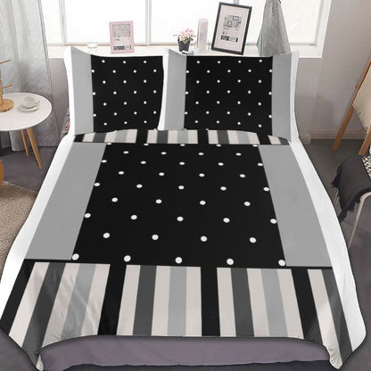 Polka Dot Stripe 3-Piece Bedding Set (1 Duvet Cover + 2 Pillowcase) SupDropshipping