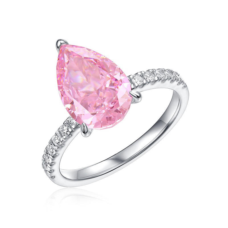 Pink Pear-Shaped 925 Sterling Silver Rings